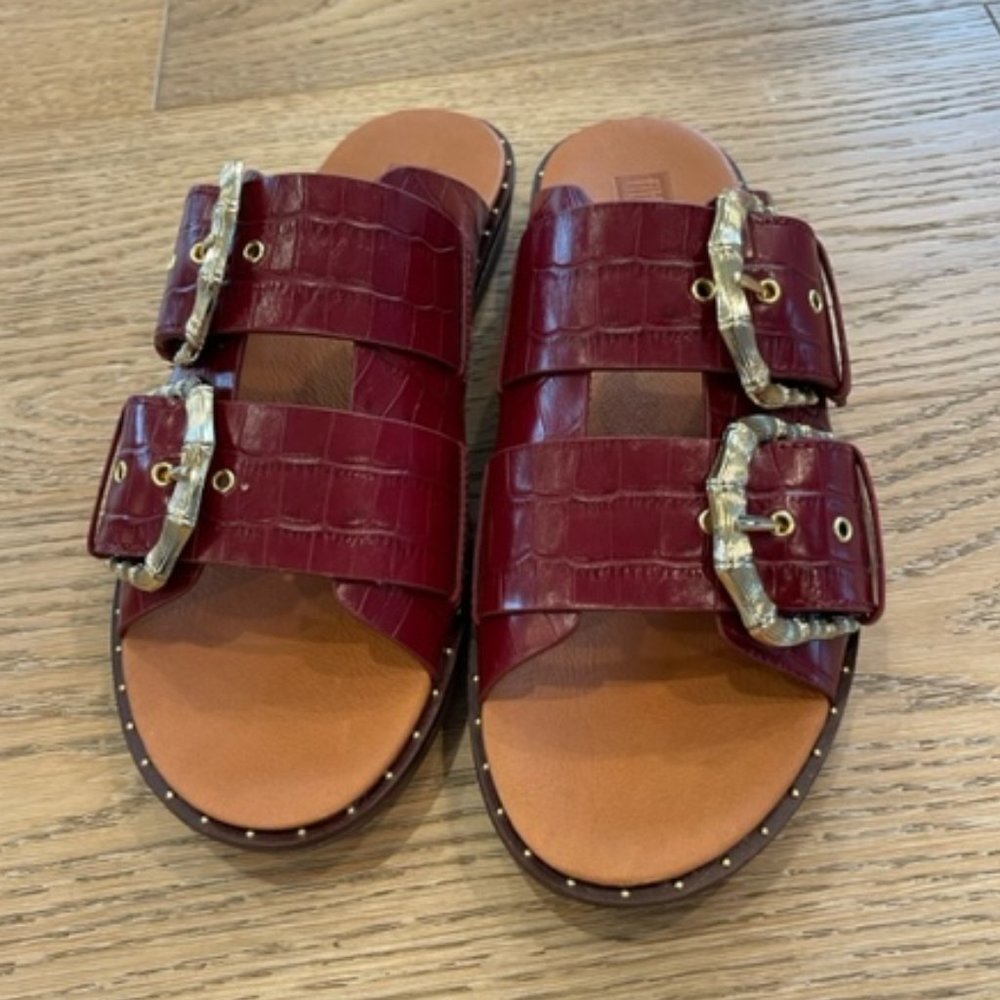 Fitflop Kaia Croc Print Slides Maroon US size 7